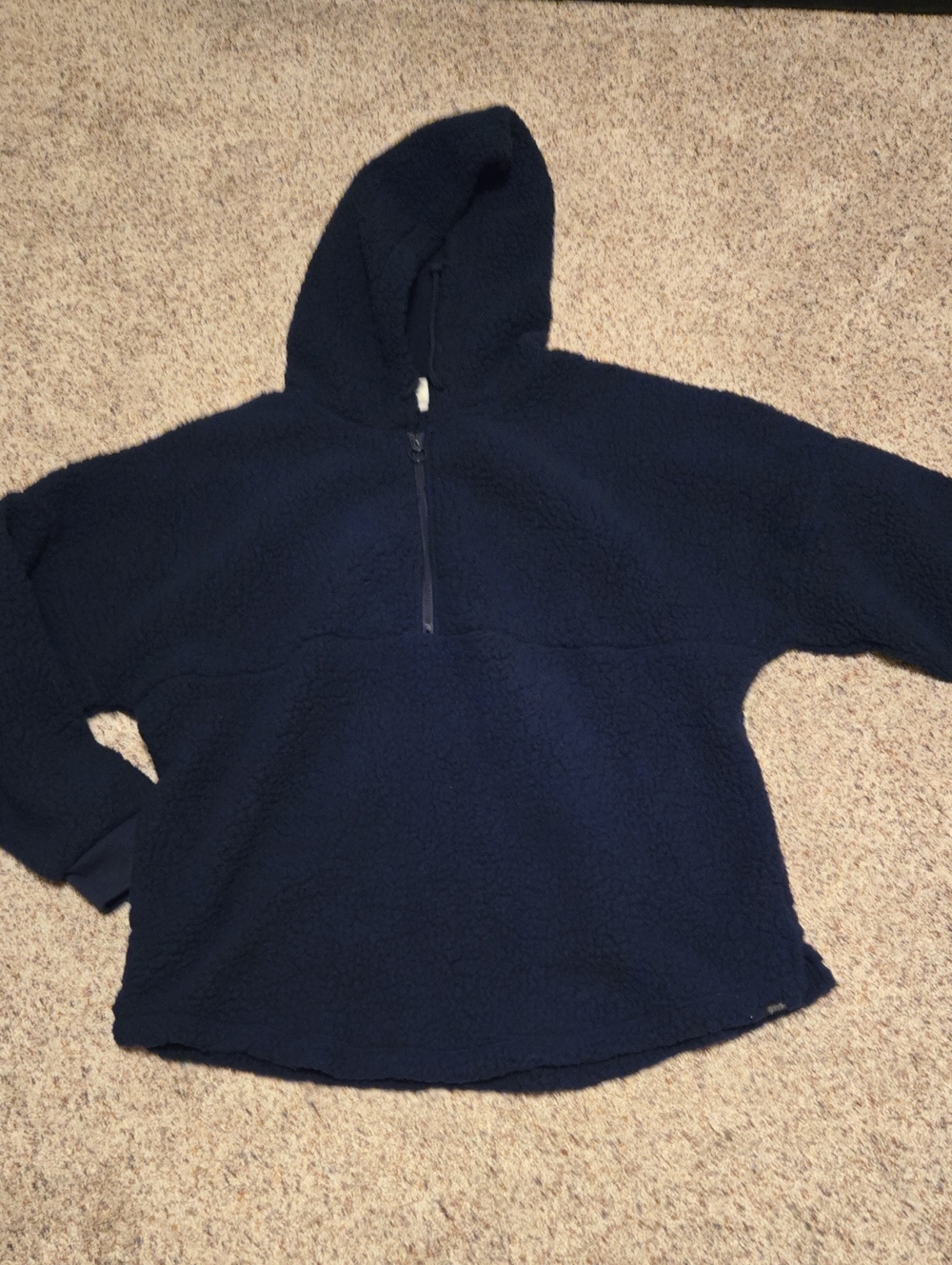 PINK Brand Navy Hooded Soft Fleece Quarter Zip Pullover Jacket Large